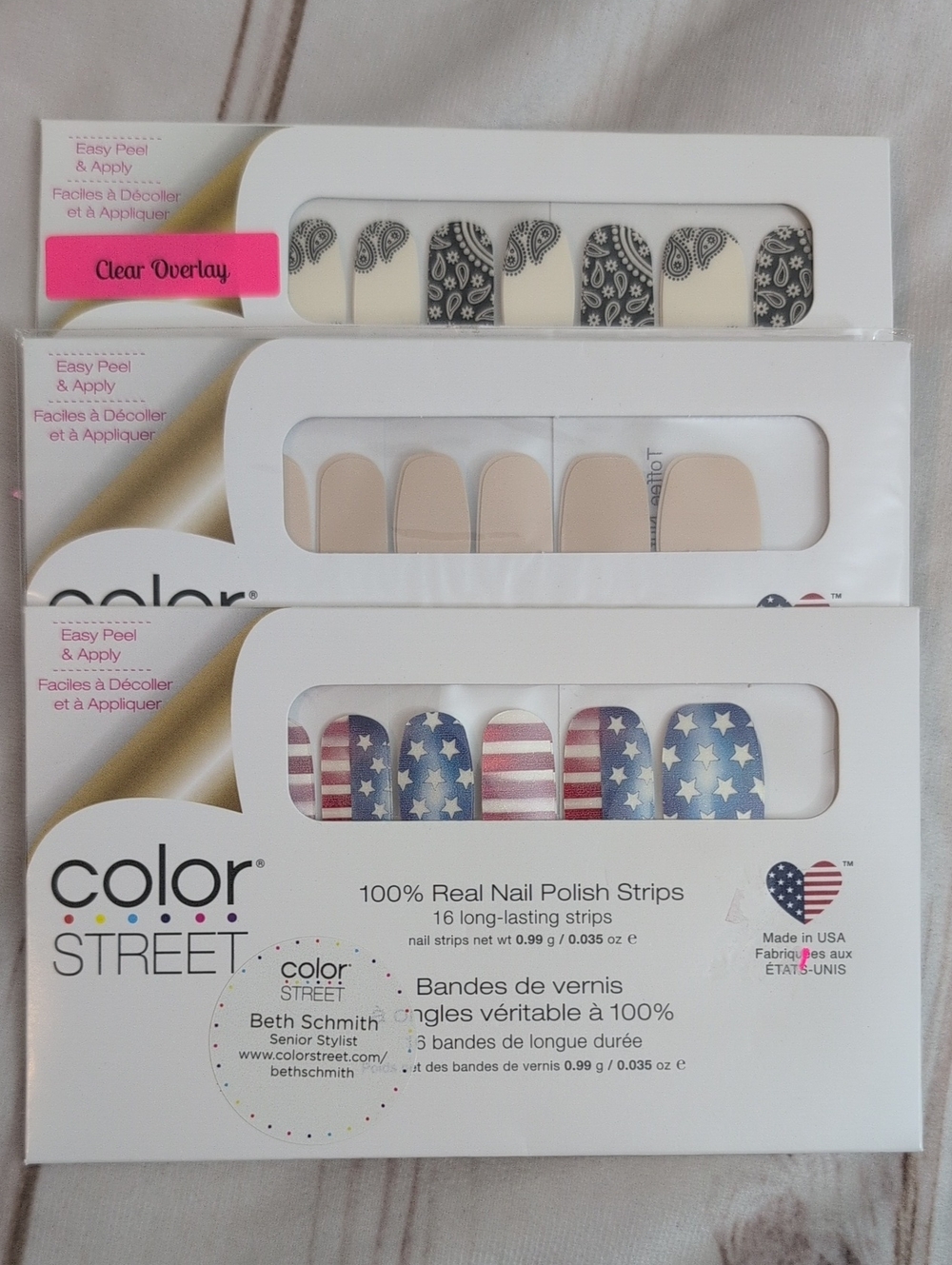 Color Street Nail Strips Lot 3 Bandana Republic Patriotic Parade Toffee Nut